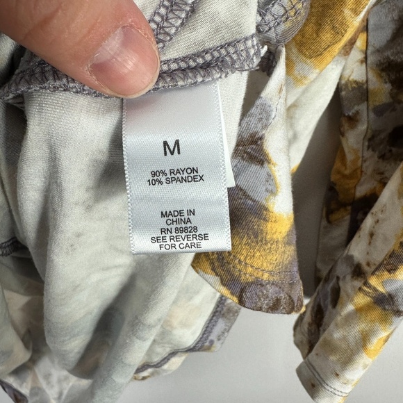 LOGO Tunic Top Women M Artsy Floral Print V Neck Stretch Pocket Boho Soft Grunge - Picture 6 of 8